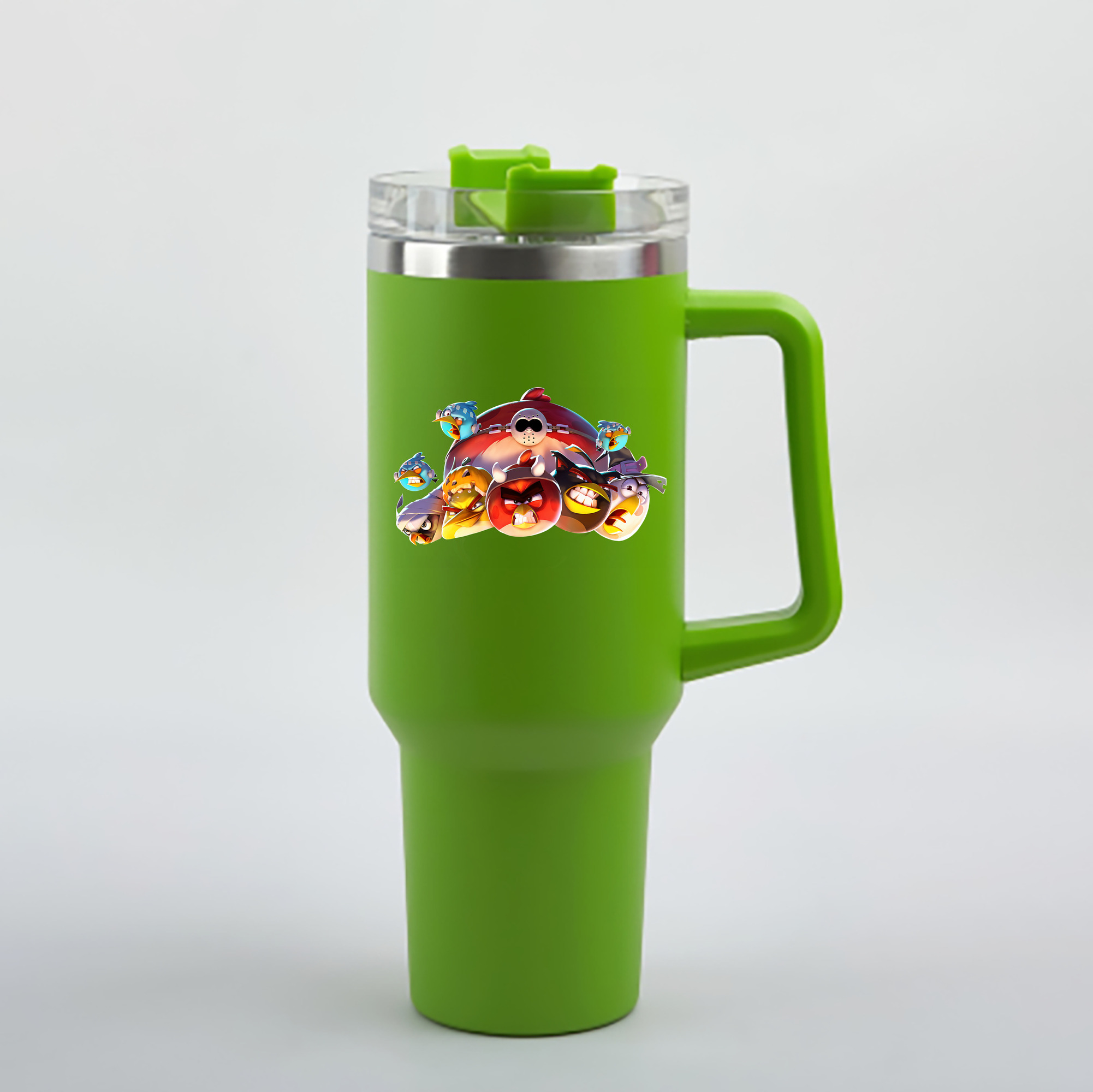 （画像用） Angry Birds アングリーバード 1200mL車用タンブラー - クリスタルステッカー（プラスチックストロー付き）